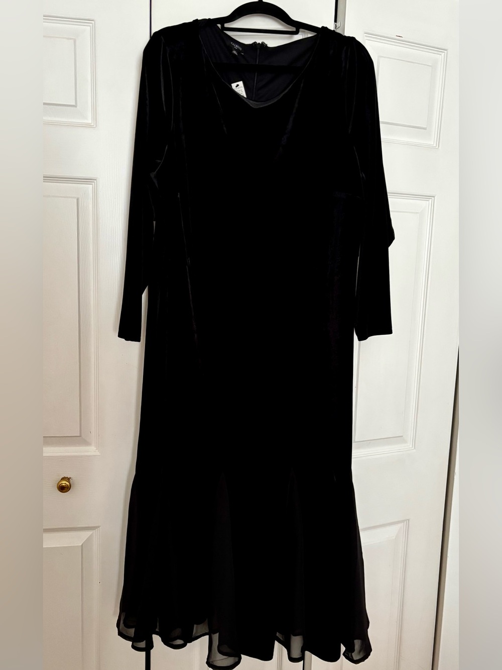 Talbots Black Velvet Long Sleeve Midi Dress